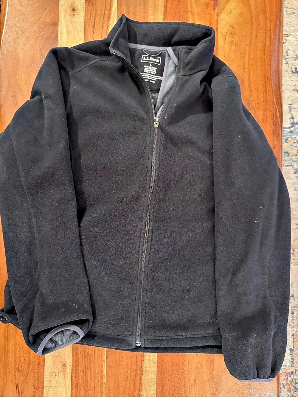 Large LL.Bean Full-Zip Fleece Jacket Black Fleece Full-Zip Jacket Size Large